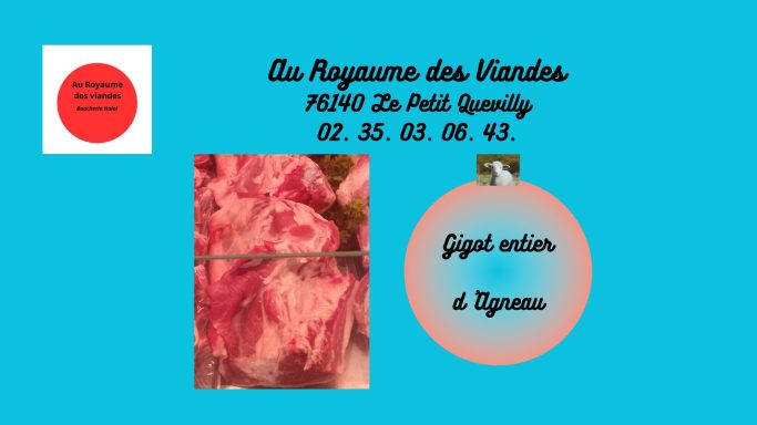 Gigot entier Agneau. 